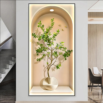 Modern Abstract Landscape Plant Crystal Porcelain Painting LED wallart