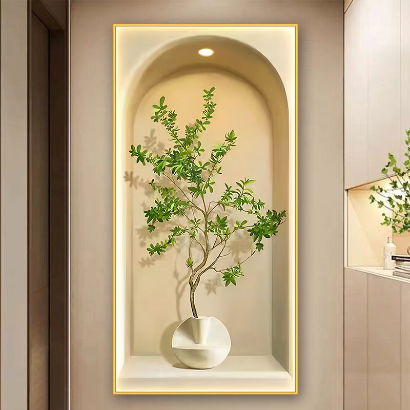 Modern Abstract Landscape Plant Crystal Porcelain Painting LED wallart