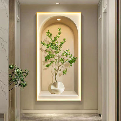 Modern Abstract Landscape Plant Crystal Porcelain Painting LED wallart