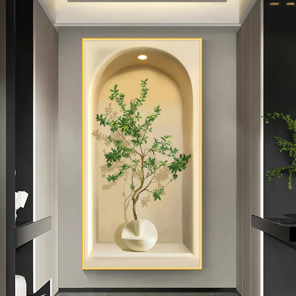 Modern Abstract Landscape Plant Crystal Porcelain Painting LED wallart