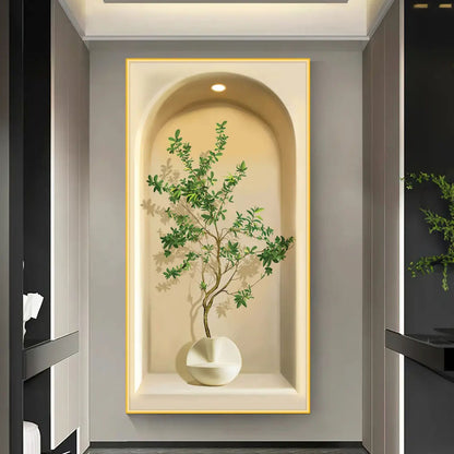 Modern Abstract Landscape Plant Crystal Porcelain Painting LED wallart