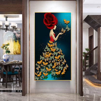 Luxurious Butterfly Crystal Porcelain Painting Wall Decorative LED Painting