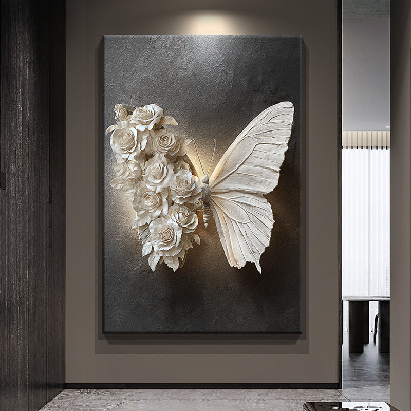 Luxurious Butterfly Crystal Porcelain Painting Wall Decorative LED Painting