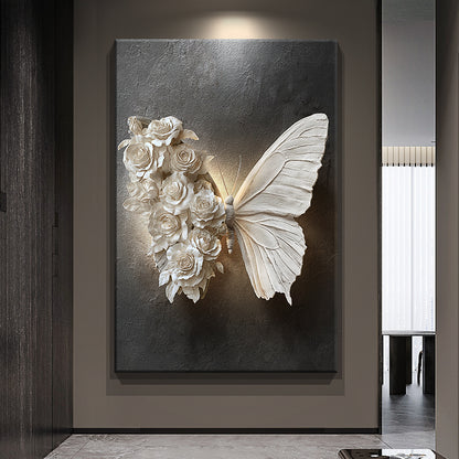 Luxurious Butterfly Crystal Porcelain Painting Wall Decorative LED Painting