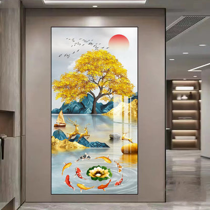 Advanced Elk Simplicity wall Crystal porcelain painting Decorative art LED