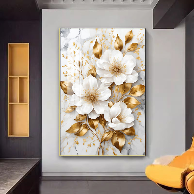 Luxury creative design flowers decoration wall Crystal porcelain painting