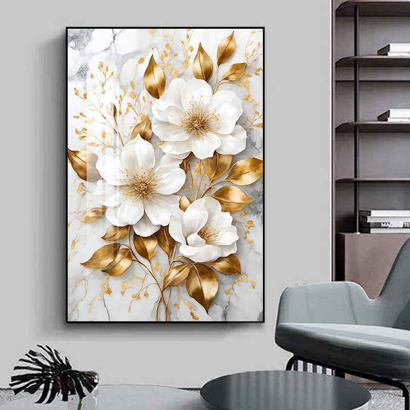 Luxury creative design flowers decoration wall Crystal porcelain painting