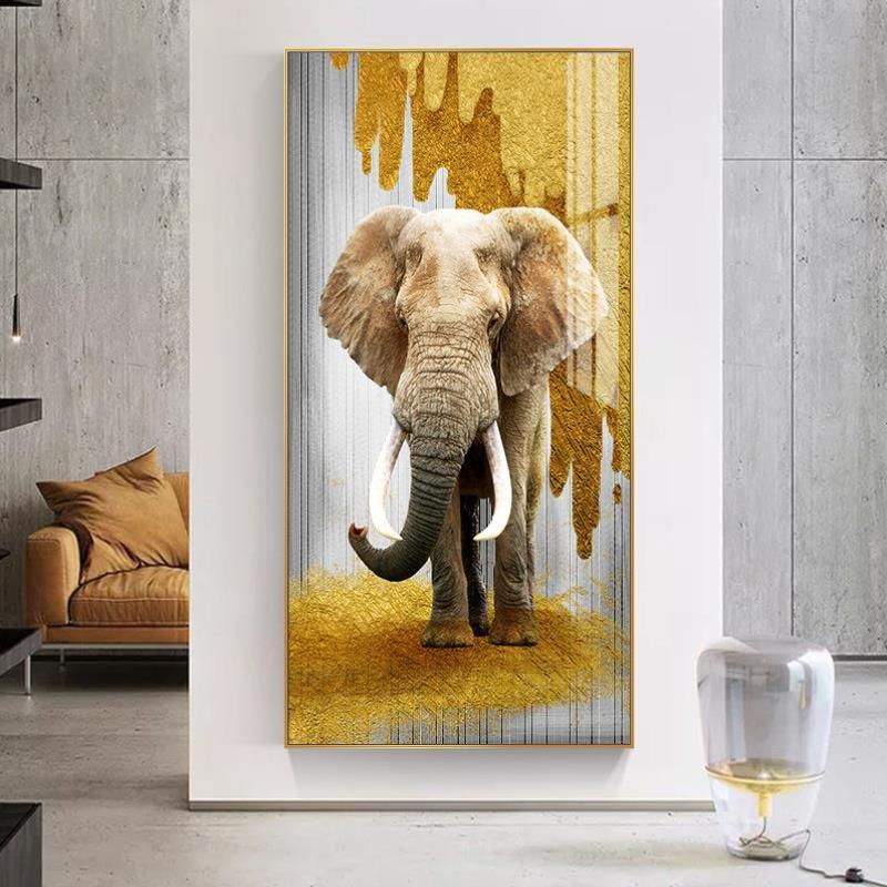 Modern animal home decoration wallart LED crystal porcelain painting