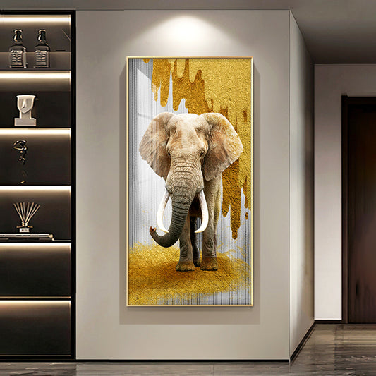 Modern animal home decoration wallart LED crystal porcelain painting