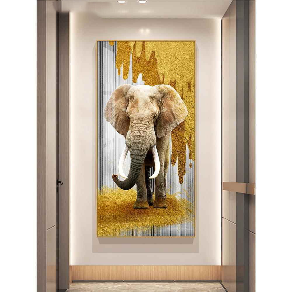 Modern animal home decoration wallart LED crystal porcelain painting