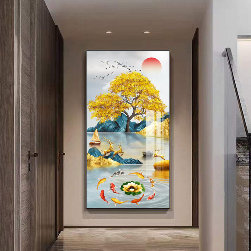 Advanced Elk Simplicity wall Crystal porcelain painting Decorative art LED