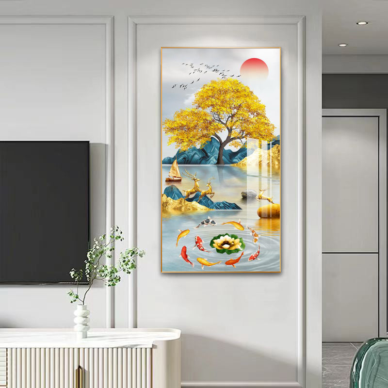 Advanced Elk Simplicity wall Crystal porcelain painting Decorative art LED