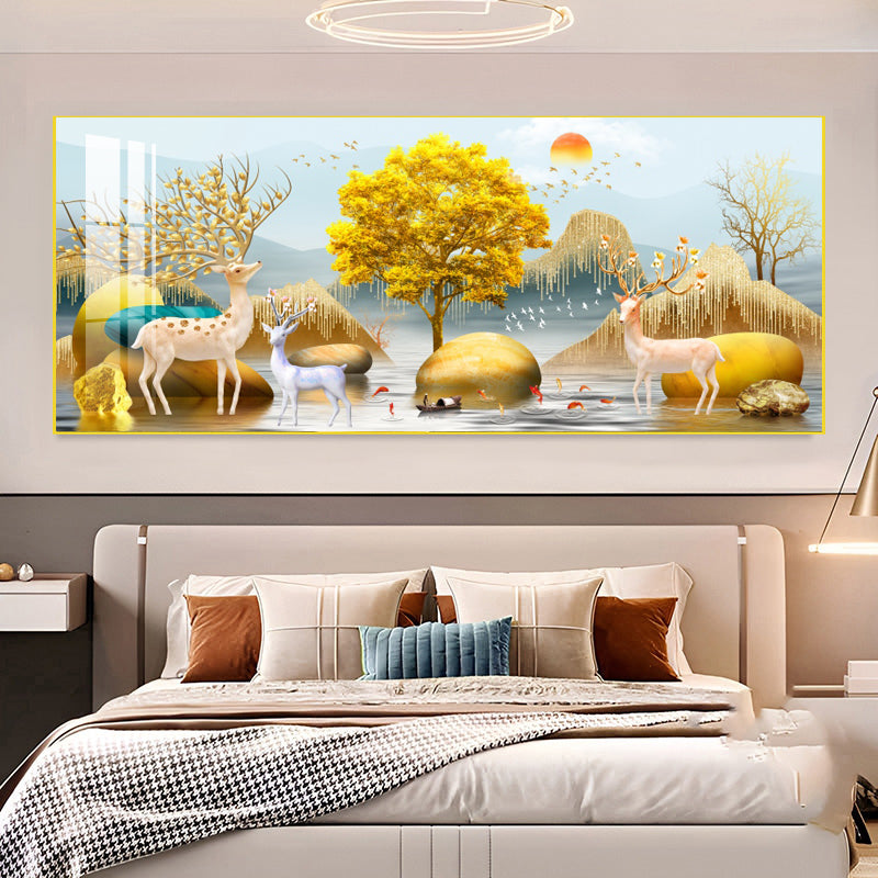 Auspicious plants landscape Crystal Porcelain Wall Painting