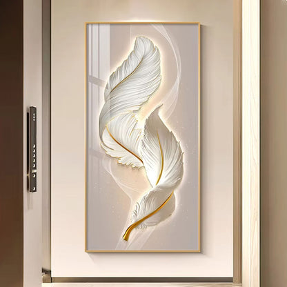 Modern Feather crystal porcelain painting wallart Decorative art LED
