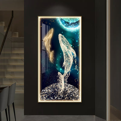 Modern Abstract Color Contrasting Visual Art Crystal Porcelain Painting LED