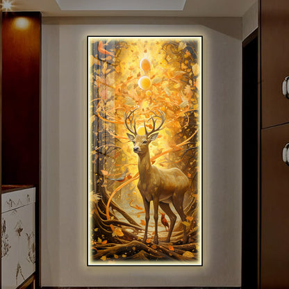 A beautiful and high-end deer landscape wall Painting Decorative art LED