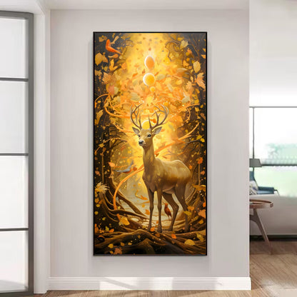 A beautiful and high-end deer landscape wall Painting Decorative art LED