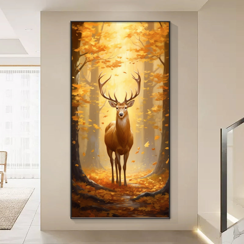 A beautiful and high-end deer landscape wall Painting Decorative art LED