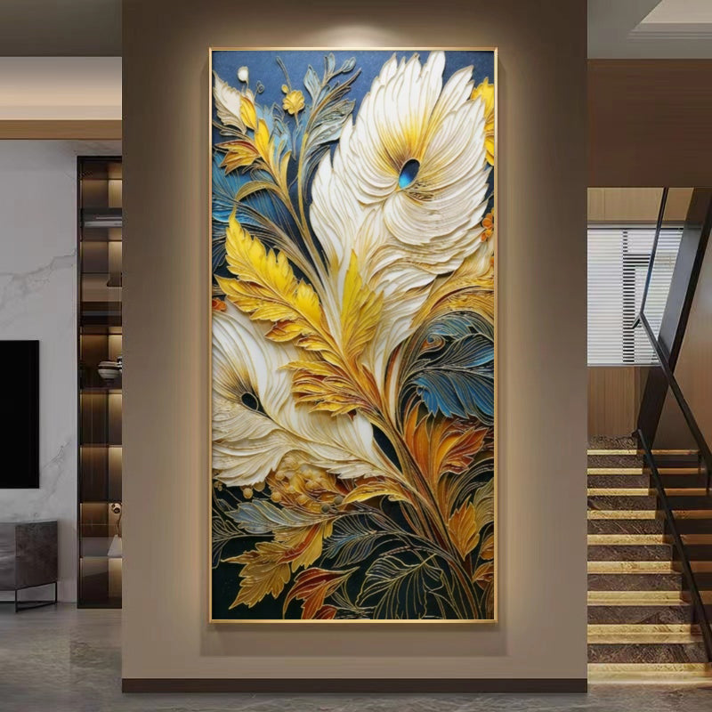 Modern Abstract Color Contrasting Visual Art Crystal Porcelain Painting LED