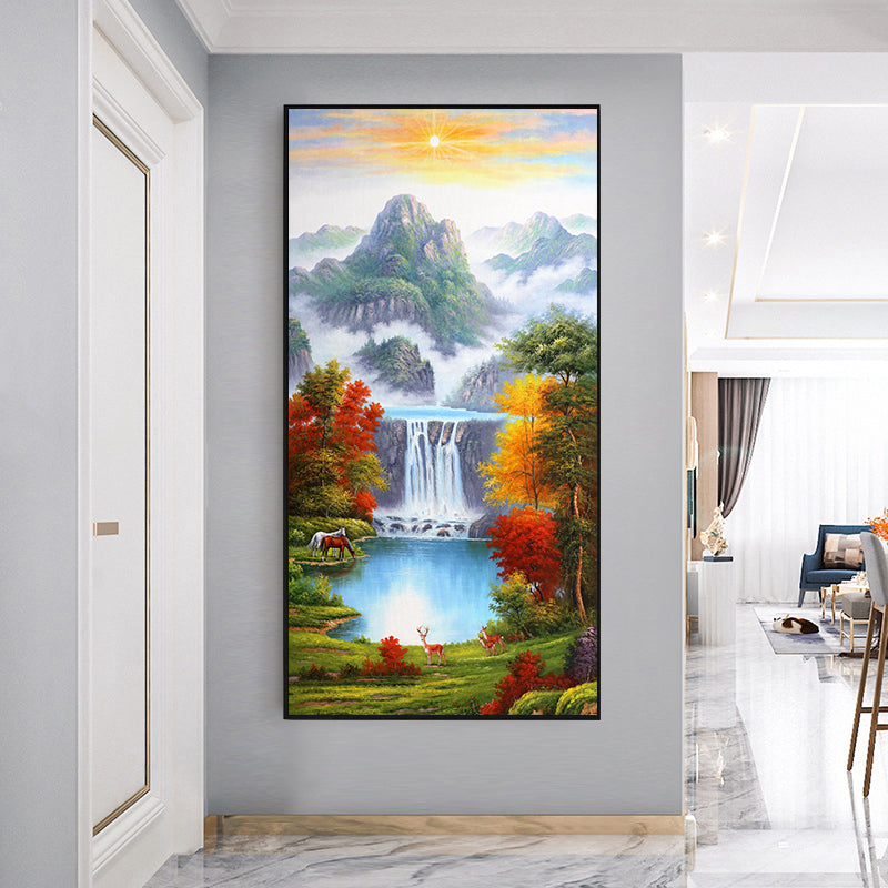 Colorful landscape wall Art crystal porcelain painting Decorative LED