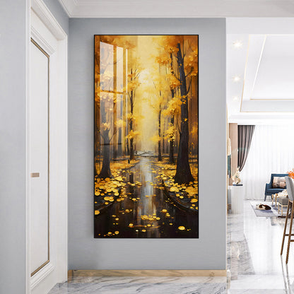 Autumn Maple Leaves golden tree Wall wall Painting Decorative art LED