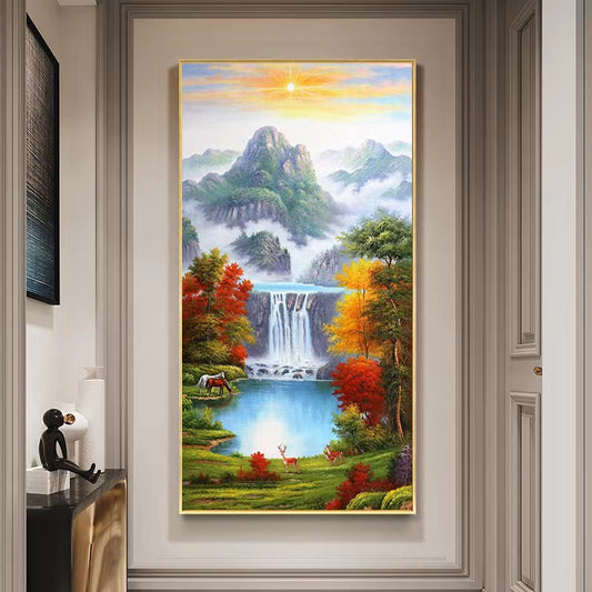 Colorful landscape wall Art crystal porcelain painting Decorative LED