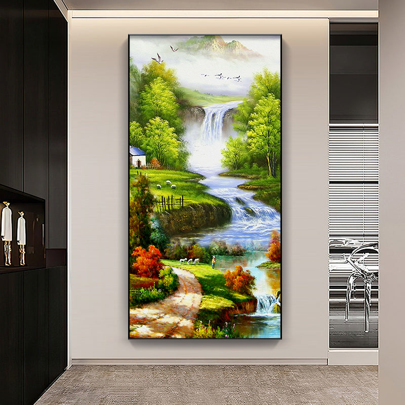 Colorful landscape wall Art crystal porcelain painting Decorative LED