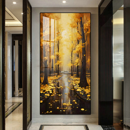 Autumn Maple Leaves golden tree Wall wall Painting Decorative art LED