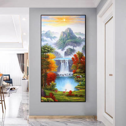 Colorful landscape wall Art crystal porcelain painting Decorative LED