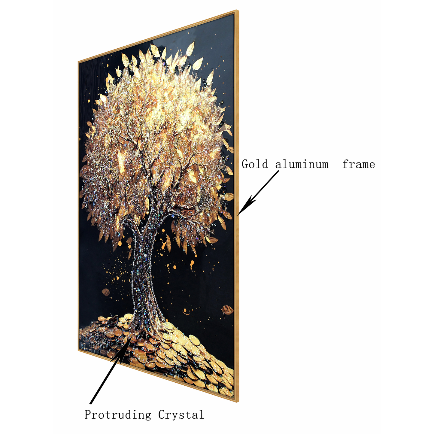 Abstract scene 3D decorative Golden Tree Crystal Porcelain Painting LED
