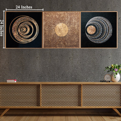 3in1 Abstract Auspicious Golden Deer Crystal Porcelain decorative Wall Painting