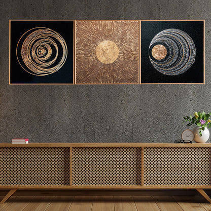 3in1 Abstract Auspicious Golden Deer Crystal Porcelain decorative Wall Painting