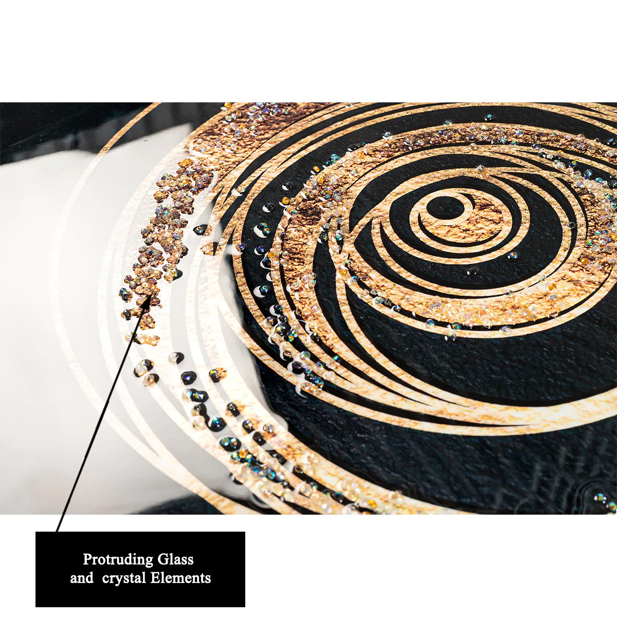 3in1 Abstract Auspicious Golden Deer Crystal Porcelain decorative Wall Painting