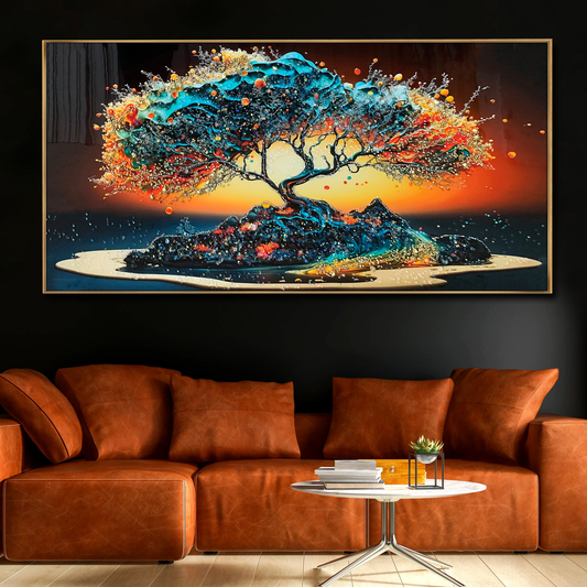 Modern Abstract Color Tree Crystal Porcelain Painting LED