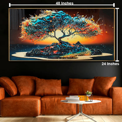 Modern Abstract Color Tree Crystal Porcelain Painting LED