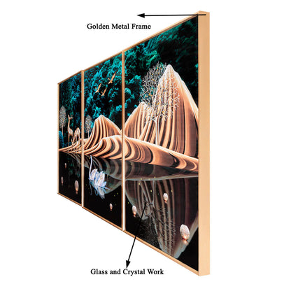 3 in 1 Fashion Abstract Landscape Deer Homeart crystal porcelain wall painting