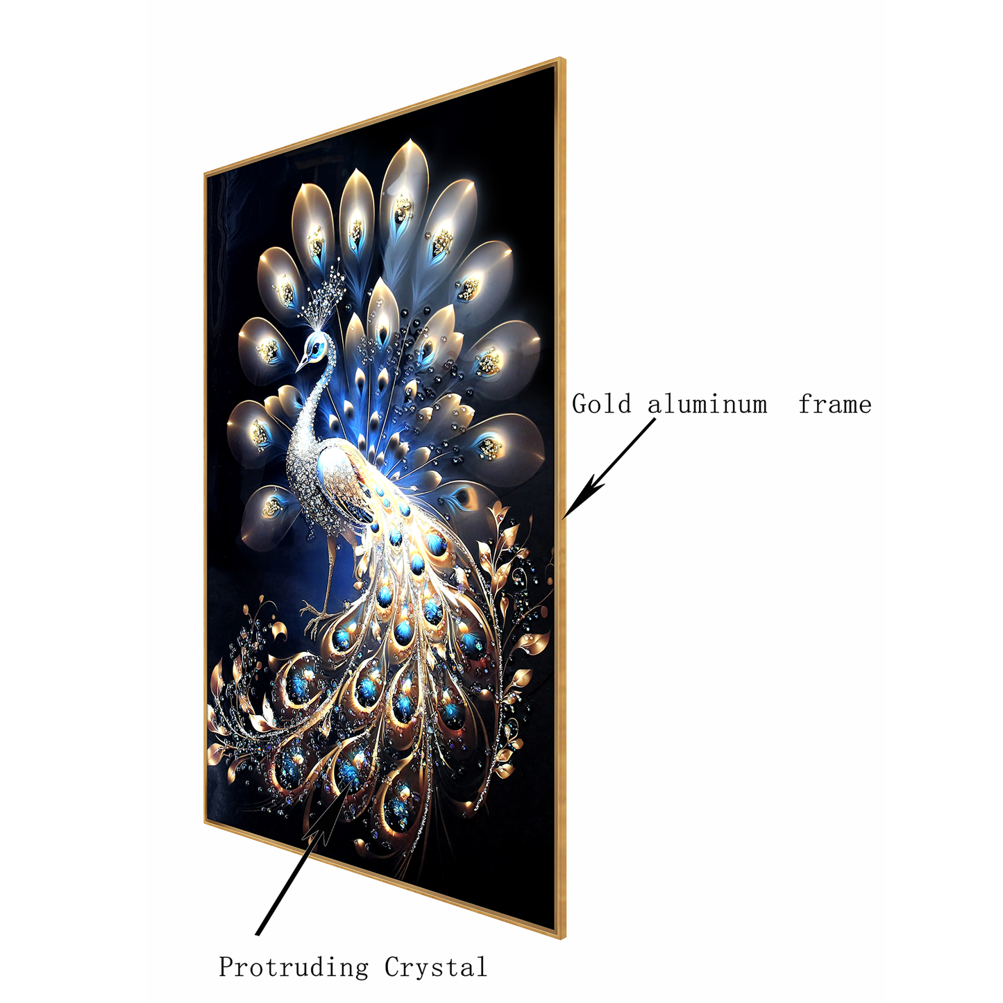 Luxurious peacock crystal porcelain painting Decorative art LED