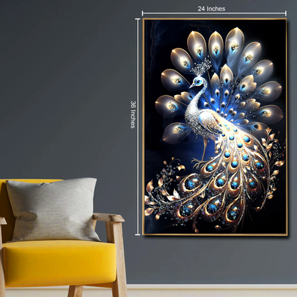 Luxurious peacock crystal porcelain painting Decorative art LED