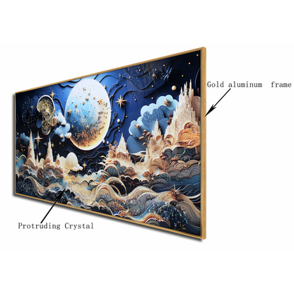 Advanced Abstract Moon Night Scene wall Crystal Porcelain Painting Decorative art