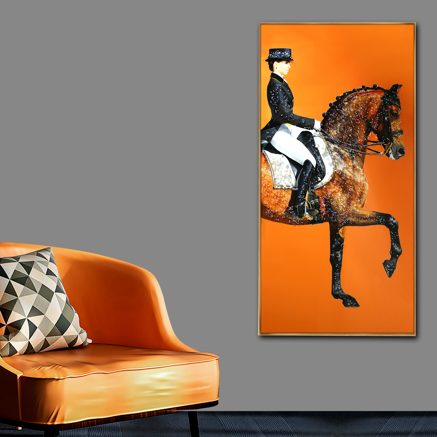 Nordic animal crystal porcelain painting LED wallart hanging picture