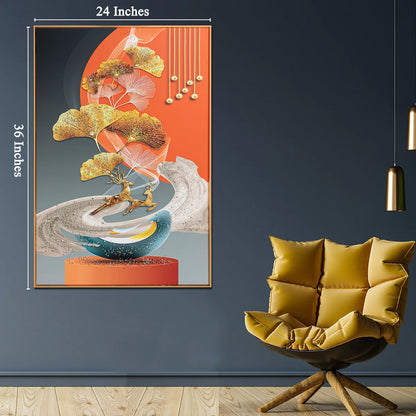 Banner landscape Crystal Porcelain wall decoration Painting LED