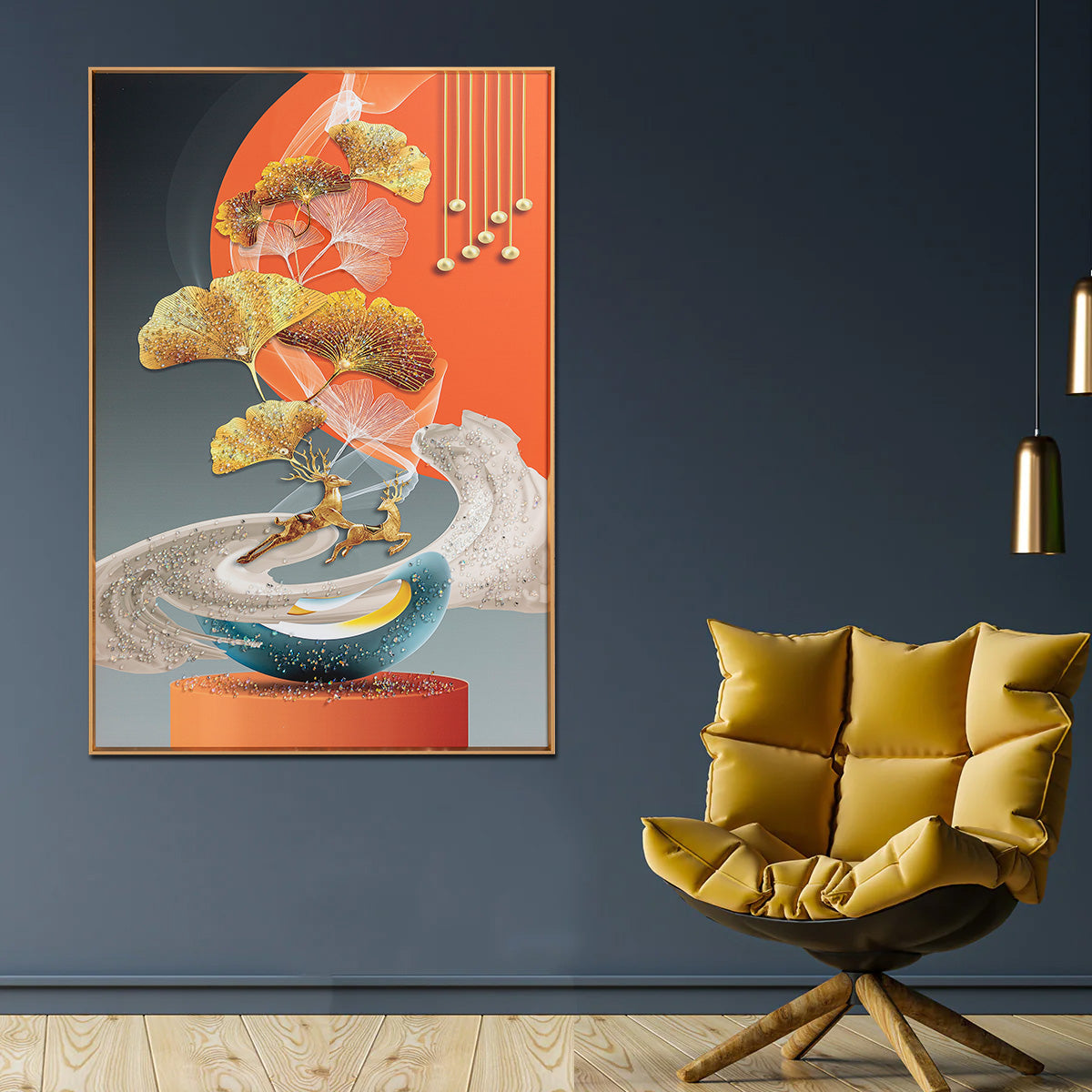 Banner landscape Crystal Porcelain wall decoration Painting LED