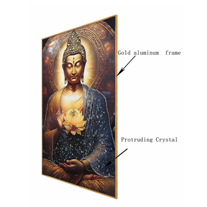 Luxurious Buddha Crystal Porcelain Painting wall Decorative art LED