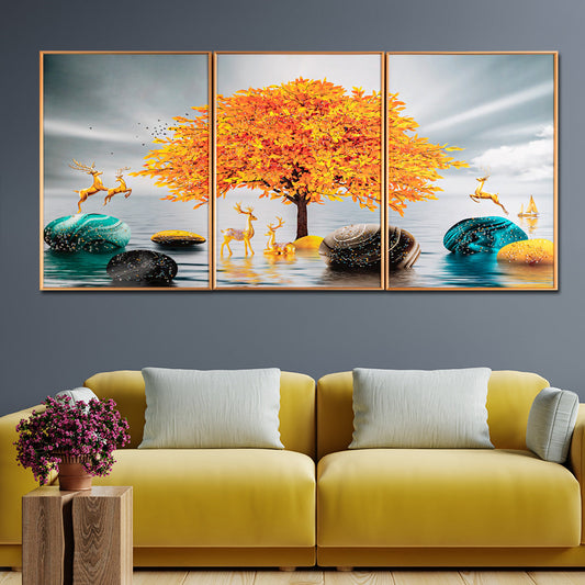 3in1  Natural Landscape Crystal Porcelain Wall Painting