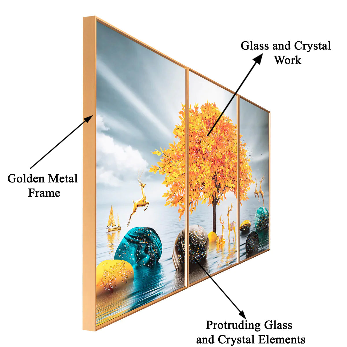3in1  Natural Landscape Crystal Porcelain Wall Painting