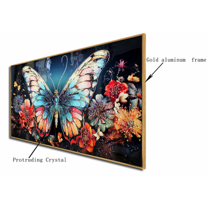 Colorful Butterfly Painting Crystal Porcelain Painting wall Decorative art LED