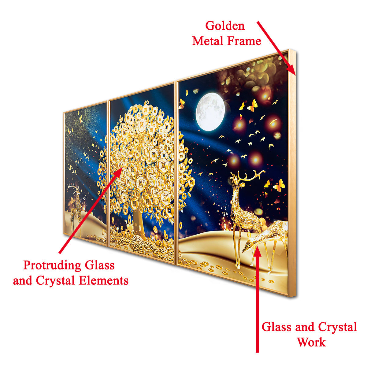 3 in 1 Modern 3d Special flower crystal porcelain painting