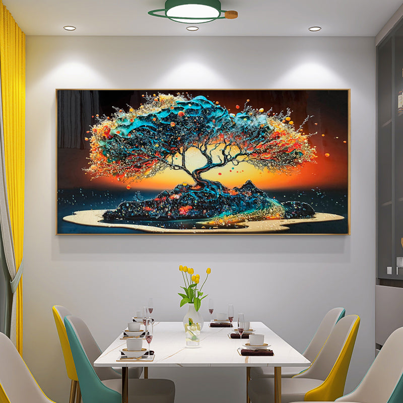 Modern Abstract Color Tree Crystal Porcelain Painting LED