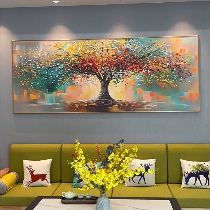 Modern Abstract Color Tree Crystal Porcelain Painting LED