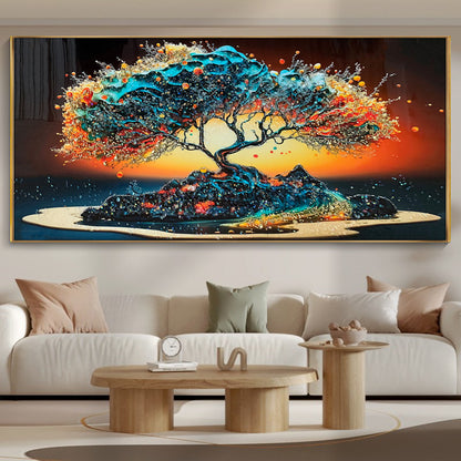 Advanced Abstract Moon Night Scene wall Crystal Porcelain Painting Decorative art